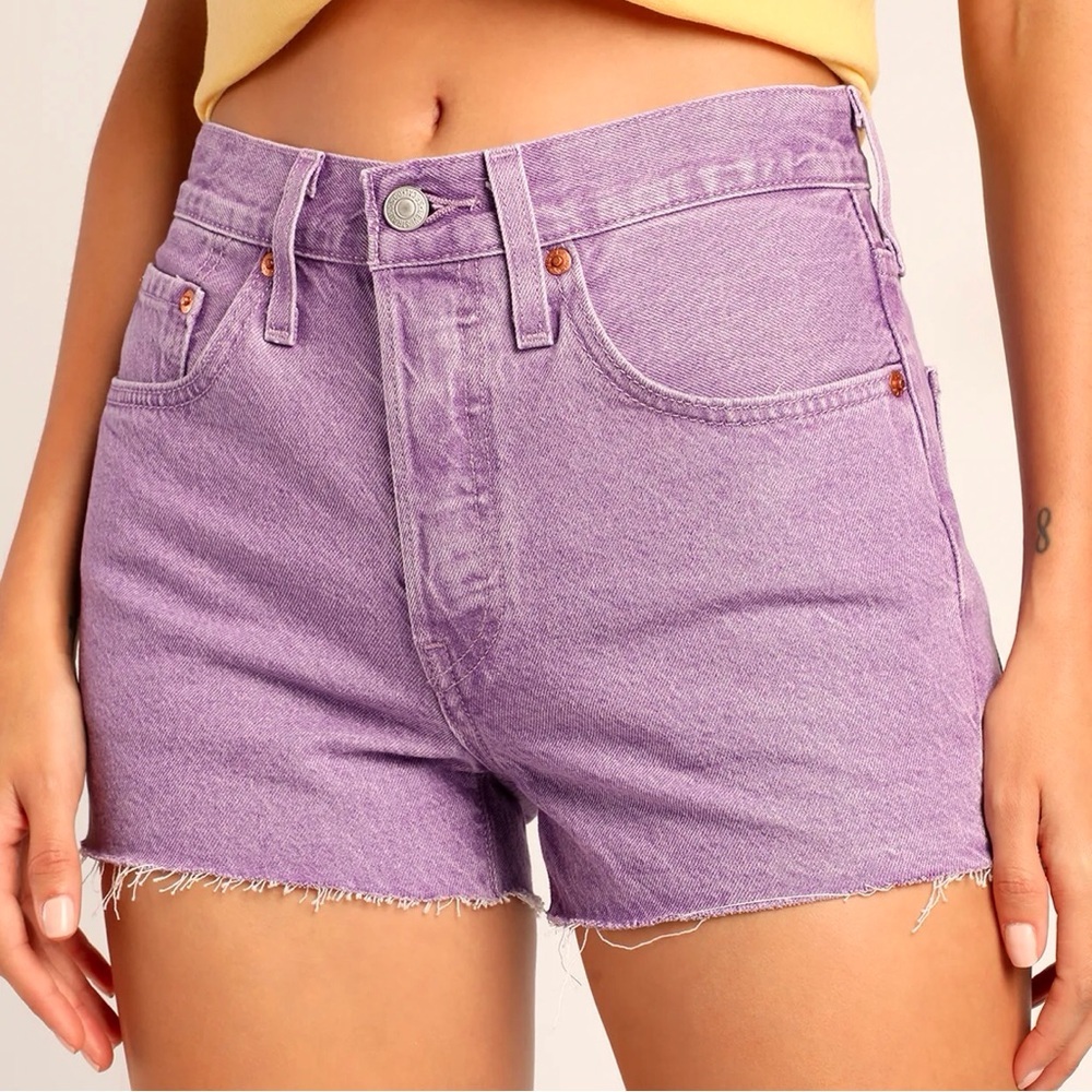 Levi’s 501 W26 (US 2/3) Denim Shorts Women's Purple Lavender High Rise Mushroom